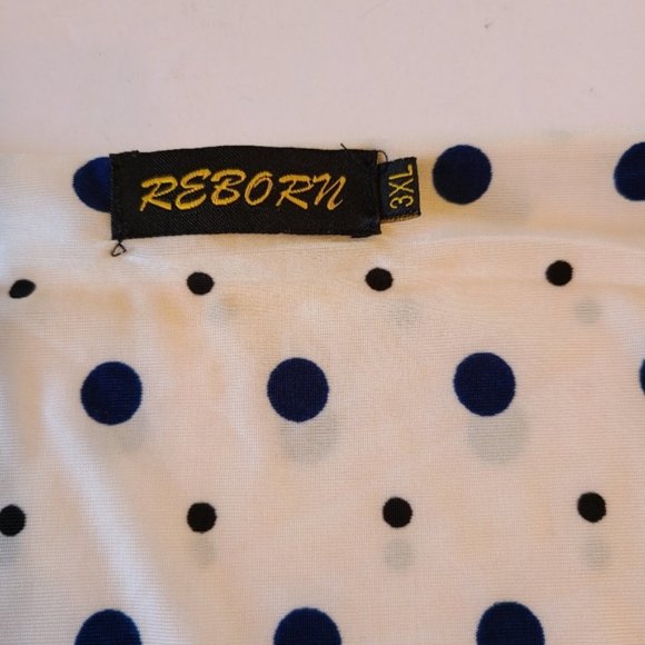 White & Blue Plus Size Polka Dot Blouse - Picture 5 of 5